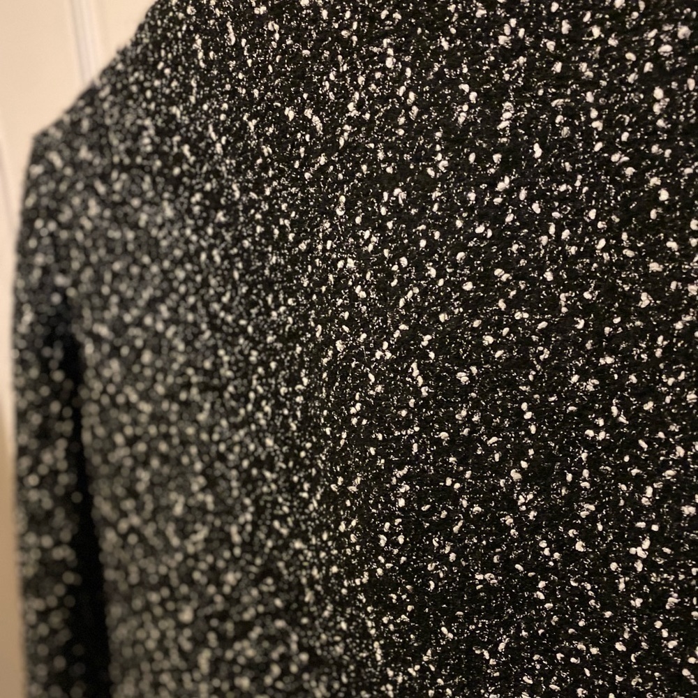 Club Monaco. Tweed Funnel Neck Wool blend coat. Black and white. - Picture 12 of 15